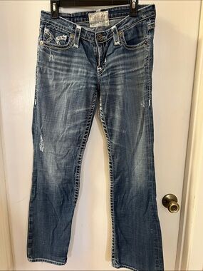 Big Star Women's Blue Distressed Boot-Cut Jeans